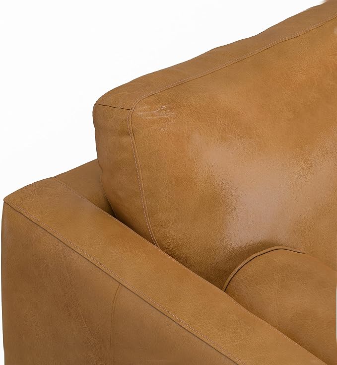 SIMPLIHOME Morrison Right Sectional Sofa in Full-Grain Genuine Leather, Sienna, 102-inches Wide, L-Shaped Leather Couch with Right Chaise for the Living Room and Family Room