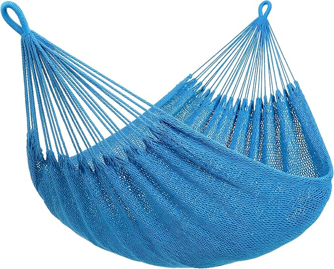 SUNCREAT Hammocks Double Rope Hammock, Outdoor Hanging Tree Hammock, Blue