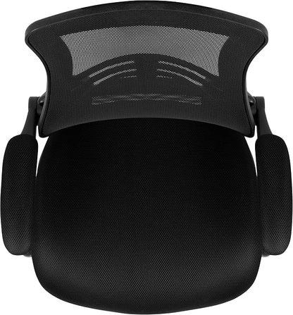 Flash Furniture Set of 4 Mid-Back Swivel Ergonomic Task Office Chairs with Flip-Up Arms, Black Mesh