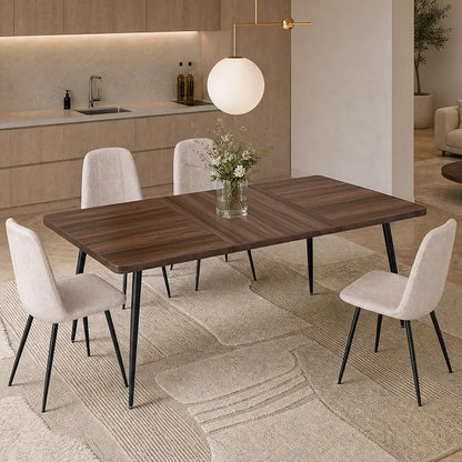 VASAGLE 70.9" Dining Table for 6-8 People, Modern Kitchen Table, Heat-Resistant Tabletop, Quick Assembly, for Dining Room, Natural Walnut and Ink Black, Island Collection UKDT108K101S