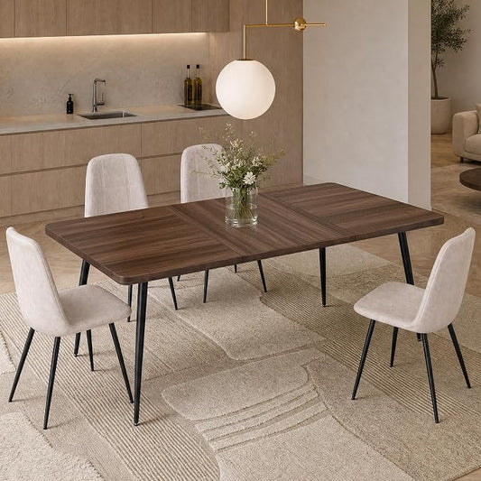 VASAGLE 70.9" Dining Table for 6-8 People, Modern Kitchen Table, Heat-Resistant Tabletop, Quick Assembly, for Dining Room, Natural Walnut and Ink Black, Island Collection UKDT108K101S