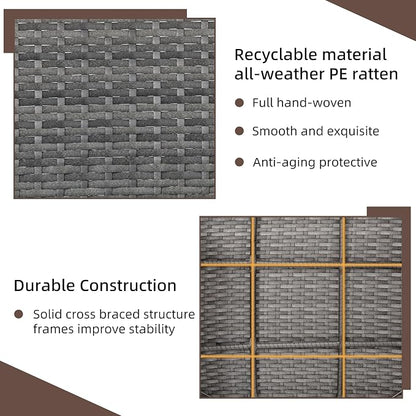 4 Piece Patio Ratten Set Outdoor Furniture Set Wicker Conversation Sets with Cushions and Tempered Glass Tabletop,Blue