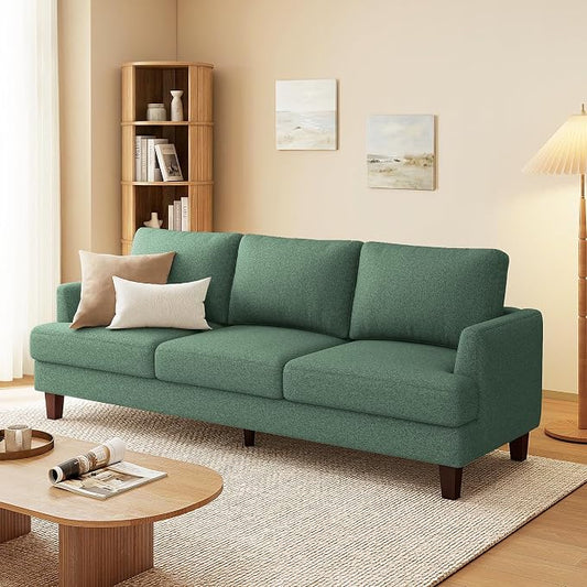 Gericco Mid Century Modern Couches for Living Room, 89" Comfy Green Couch Sofa with 3-Seater Deep Seats, Upholstered Sofas for Living Room, Office Apartment, Bedroom