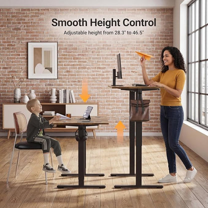 Claiks Electric Standing Desk, 48 x 24 Inch Height Adjustable Sit Stand Desk for Home Office, Computer Desk with Memory Presets, Cable Management & Headphone Hooks, 156 lbs Capacity, Rustic Brown