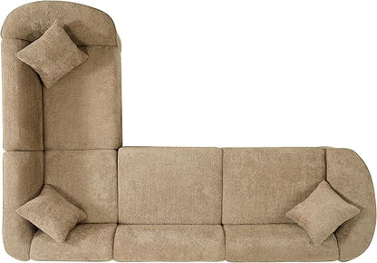 Merax 104" L-Shaped Curved Sofa, Comfy Upholstered Sectional Couch with Extra Deep Seats, Boucle Sofa for Living Room Apartment Office, Camel