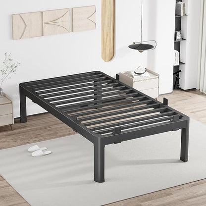 MAF 18 Inch Twin Metal Platform Bed Frame with Anti-Collision Round Legs, Black 3500 Lbs Heavy Duty Bed Frame Steel Slats Support, No Box Spring Needed, Easy Assembly