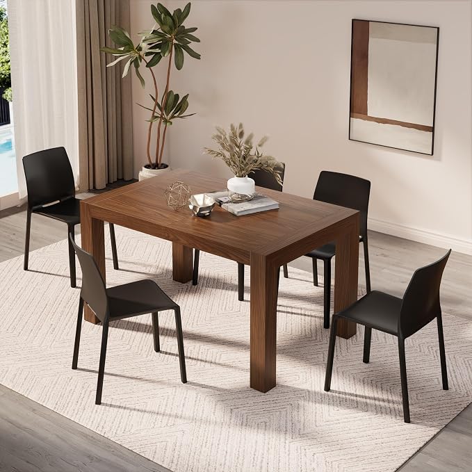 Mobili Fiver, Iacopo Extendable Dining Table, 55.1(86.6) x35.4 in, Walnut, for 6-10 People, Expandable Dining Table for Kitchen, Living Room, Italian Furniture