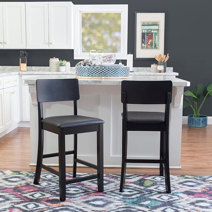 Linon Home Dcor Linon Torino Contemporary Counter Stool, 17"w x 20"d x 37"h, Black