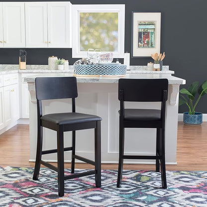 Linon Home Dcor Linon Torino Contemporary Counter Stool, 17"w x 20"d x 37"h, Black