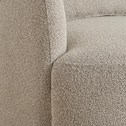 KINWELL 34" Wide 2 Boucle Swivel Barrel Chairs and 2 Ottomans Set, Fully Assembled Sherpa Accent Chairs and Footrest Set, Modern Comfy Armchairs and Footstool for Living Room and Bedroom, Taupe