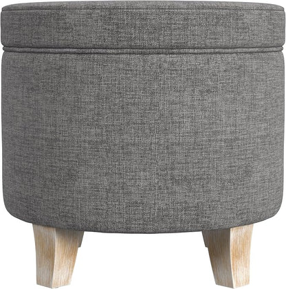 HomePop 19" Round Storage Ottoman - Gray Woven