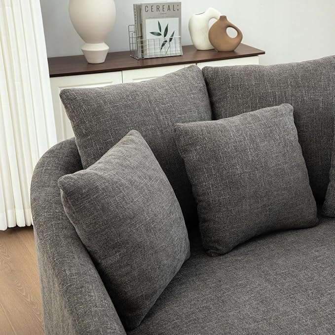 ERYE 56.3" Chenille Upholstered Accent Chair Deep Seat for Living Room Bedroom, Oversized Leisure Cushion Armchair W/ 5 Pillows and Removable Cover for Home Apartment Office