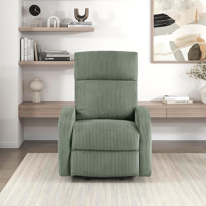 Lexicon Power Lift Recliner Chair for Elderly with Remote Control, Gentle Lift Motion, Side Pocket Armrest, Corduroy Upholstered Electric Recliner for Living Room/Bedroom, Easy Assembly, Green