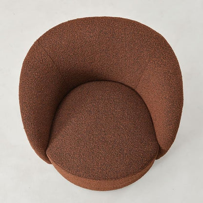 KINWELL 34" W Mid Century Modern Swivel Barrel Chair, Round Upholstered Boucle Swivel Accent Chairs, No Assembly Sofa Chair for Living Room Bedroom Reading Apartment Lounge Nursery