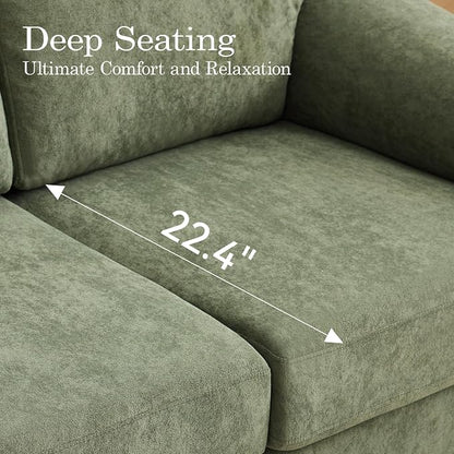 Boneless Couch Sets, Modern Loveseat Sofa with 2 Accent Sofa Chairs, Floor Cloud Couch Sets with Extra Comfy Soft Deep Seats for Living Room, Apartment, No Assemby, Set of 3, Green