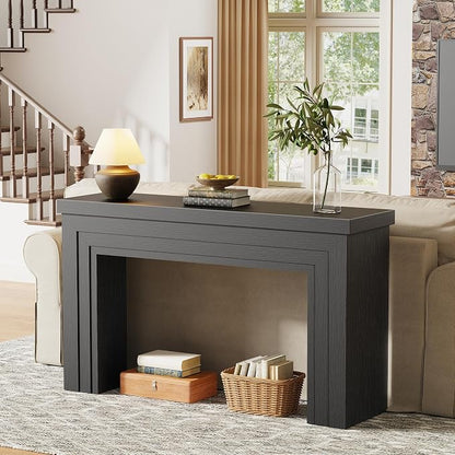 Huuger 54 Inch Entryway Table, Retangular Console Table, Farmhouse Sofa Table Behind the Couch, Long for Entrance, Hallway, Foyer, Living Room, Black