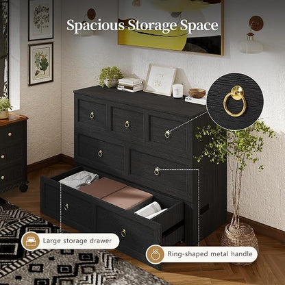 Ihanherry Full Murphy Bed with Storage Drawer, Farmhouse Cabinet Bed with LED Lights & Charging Station, Space Saving Wall Bed for Small Bedroom/Home Office, Noise Free & Easy Assembly, Rustic Black