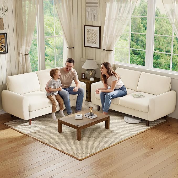 WorthFurni 68" Loveseat Sofa, Comfy Chenille Fabric Couches for Living Room with Spring Cushion and Solid Wood Frame, Modern Deep Seat Couch for Bedroom, Apartment, Office, Easy Assembly, Beige