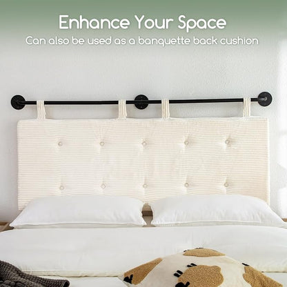 HIGOGOGO Wall Mounted Headboards for King Size Bed, Hanging Head Board Wall with Button Tufting, Adjustable Height Headboard for Bedroom,Beige