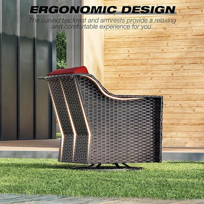 Joyside Outdoor Swivel Chair, Patio Swivel Chairs with Wide Armrest and Thick Cushions, Upgraded Large Size for Backyard, Garden, Poolside