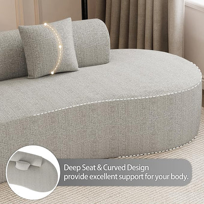 147" Oversized Sectional Sofa for Living Room, Large Modern Chenille Curved Cloud Couch, Luxury Plush 6-Seater Extra Deep Seat Boucle Boneless Couch, No Assembly Required, Beige White