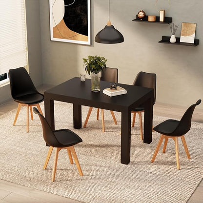 Mobili Fiver, First Extendable Table, 47.2(78.7) x31.5 in, Ashwood Black, for 6-8 People, Expandable Dining Table for Kitchen, Living Room, Italian Furniture