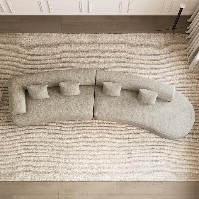 147" Oversized Sectional Sofa for Living Room, Large Modern Chenille Curved Cloud Couch, Luxury Plush 6-Seater Extra Deep Seat Boucle Boneless Couch, No Assembly Required, Light Brown