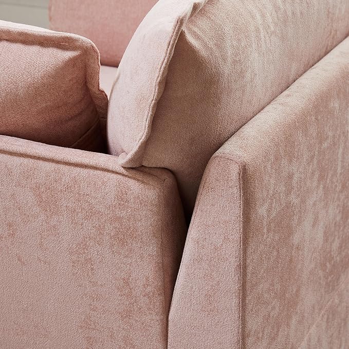 ERYE 47" Chenille Upholstered Accent Chair Wide Seat Armchair for Living Room Bedroom, Modern Upholstered Armchair W/ 2 Pillows and USB-C Ports for Home Apartment Office