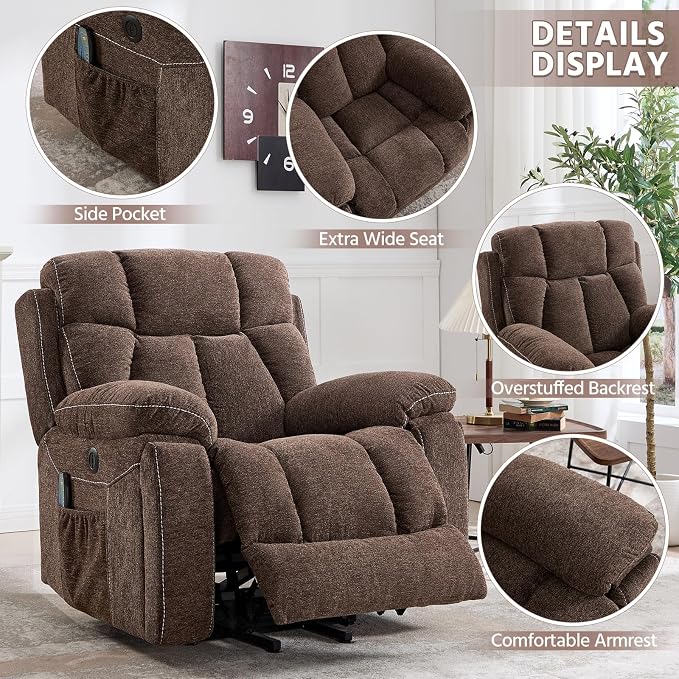 CANMOV Power Lift Recliner Massage Heat Heavy Duty Reclining 2 Cup Holders