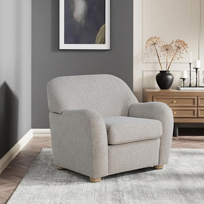 Studio Living® Jennifer 36.6" Arm Chair, Modern Style, Pocket Coil Comfort, Natural Wood Legs, Boucle Fabric, Pebble
