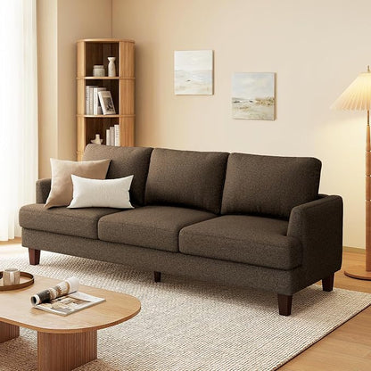 Gericco Mid Century Modern Couches for Living Room, 89" Comfy Brown Couch Sofa with 3-Seater Deep Seats, Upholstered Sofas for Living Room, Office Apartment, Bedroom