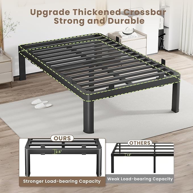 MAF 12 Inch King Metal Platform Bed Frame with Anti-Collision Round Legs, Black 3500 Lbs Heavy Duty Bed Frame Steel Slats Support, No Box Spring Needed, Easy Assembly