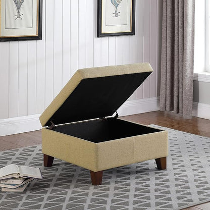 HomePop 28" Woven Square Storage Ottoman - Tan