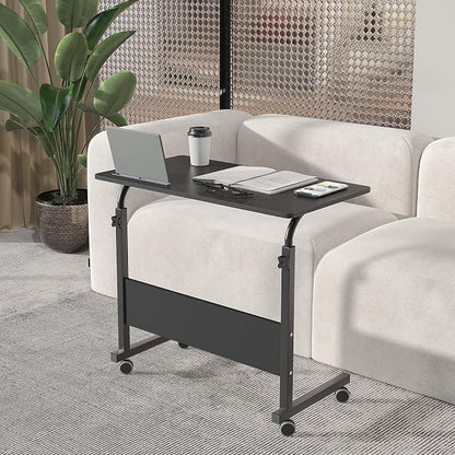 SDHYL Side Table Living Room, 31.5 inches Laptop Desk, Adjustable Work Stand Mobile Side Desk, Portable Workstation Student Desk Small Snack Table, Black