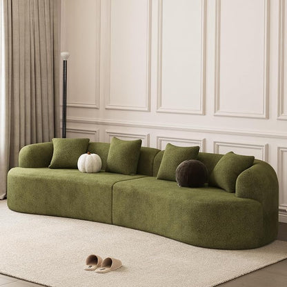 131" Curved Modular Sectional Sofa for Living Room, Modern Chenille Oversized Cloud Couch Sofa, Luxury Plush Extra Deep 4-Seater Boucle Couch for Apartment‌‌, No Assembly Required, Green