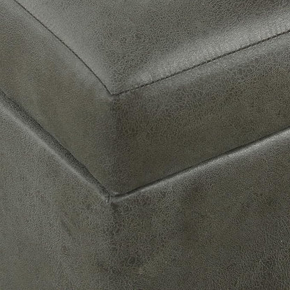 HomePop 28" Faux Leather Square Storage Ottoman - Pewter Gray