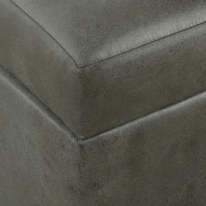 Homepop Home Decor |K2380-E903| Luxury Large Faux Leather Square Storage Ottoman | Ottoman with Storage for Living Room & Bedroom, Gray