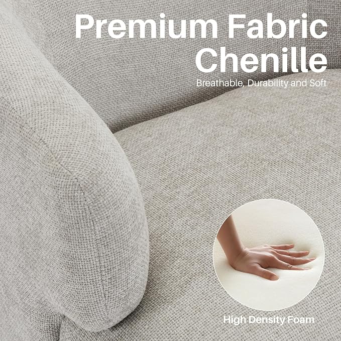 SOFTHION Swivel Accent Chair, Chenille Barrel Chair for Living Room, Cozy Round Boucle Arm Chair, Metal Base for Club Nursery Bedroom, Light Grey