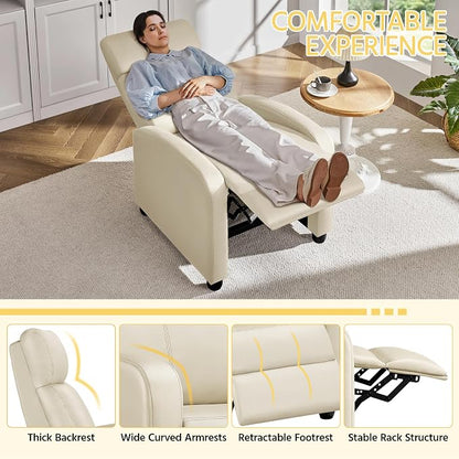 Topeakmart Recliner Chair for Living Room Recliner Sofa Reading Chair Single Sofa Home Theater Seating Modern Reclining Chair Easy Lounge with PU Leather Padded Seat Backrest