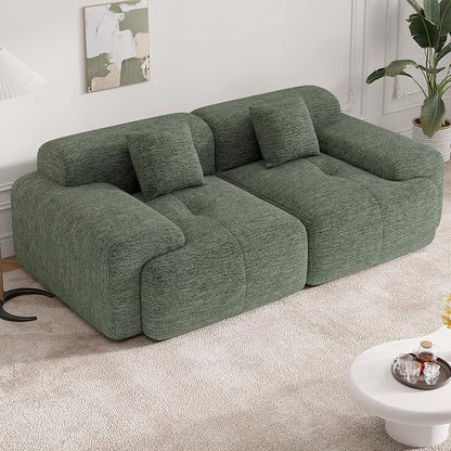 85" Cloud Loveseat Sofa in a Box, Modern Small Couch No Assembly Required, Comfy Deep Seat Boneless Couches for Living Room, Bedroom, Apartment, Green 1 PCS
