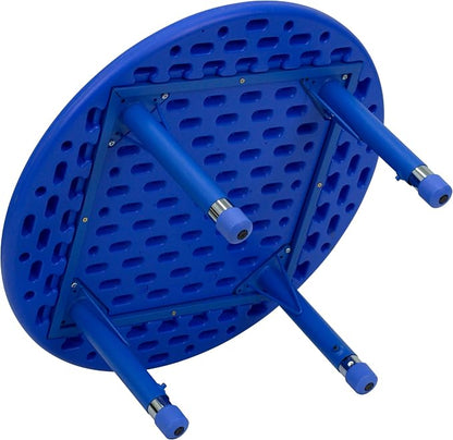 BizChair 33" Round Blue Plastic Height Adjustable Activity Table