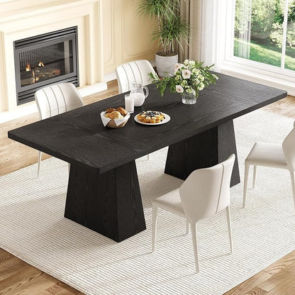 Rectangle Dining Table for 4-6 People,Wooden Table with Heavy Duty Legs