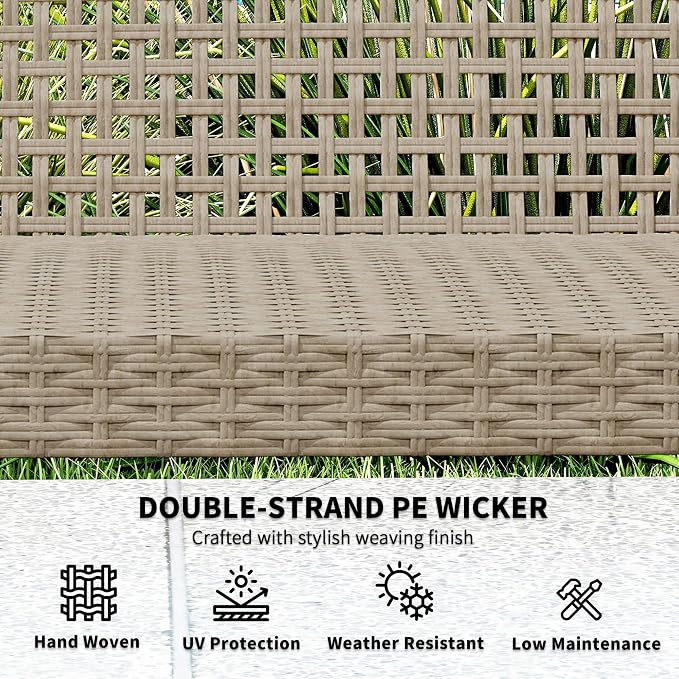 Outsunny Wicker Outdoor Couch, 3-Seat Rattan Outdoor Patio Sofa, 1000 lbs. Capacity, Acacia Wood Patio Furniture Couch with Steel Seat and Armrests for Backyard, Porch, Teak