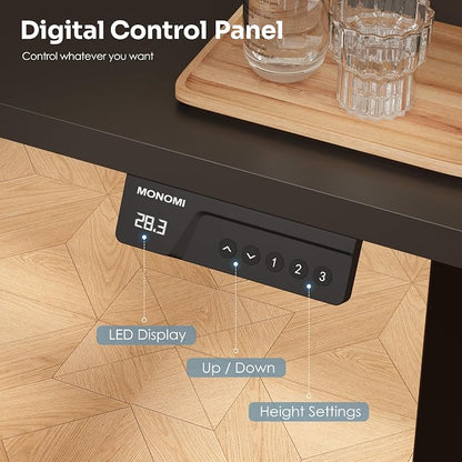 Monomi Small Electric Standing Desk, 35" x 24" Whole Piece Height Adjustable with Memory Controller, Black Sit to Stand Desk Workstation for Home Office