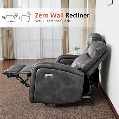 MCombo Zero Wall Recliner Loveseat, 2-Seat Power Wall Hugger Sofa with USB & Type-C Dual Ports, for Small Space, Living Room, RV PR646 (Dark Grey, Loveseat with Console)