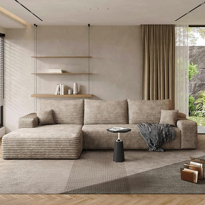 AUGOP 108" Sectional Couches for Living Room Modern Modular Sofa with L-Shape Couchs Upholstered Boneless Couch Deep Seat Sectional Couch with Chaise (Camel, Left Facing Chaise+2Seaters)