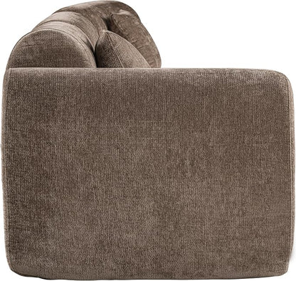 Christopher Knight Home Grelyn 140" Modular Sectional Sofa Couch, Wool Fabric Boneless Cloud Couch, Fully Compressed Home Sofa Living Room, 3-Piece Lounge Sofa with Chaise, Fully Assembled, Brown