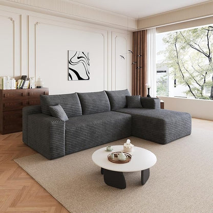 AUGOP 96" Sectional Couches for Living Room Modern Modular Sofa with L-Shape Couchs Upholstered Boneless Couch Deep Seat Sectional Couch with Chaise (Dark Grey, 96" Right Facing Chaise+2Seaters)