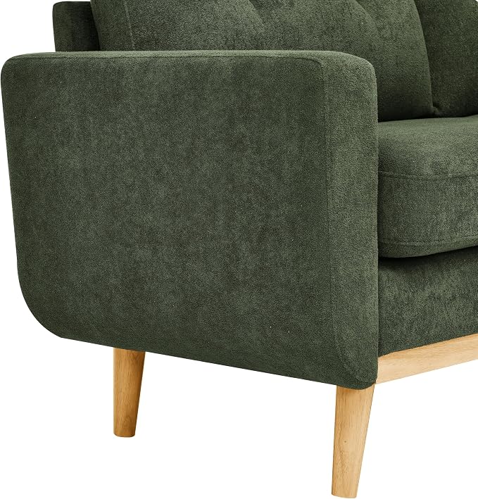 Ball & Cast 67.7" Loveseat Sofa,Mid Century Modern Love Seat Couches for Living Room,Button Tufted Upholstered Small Couch with Solid Wood Legs for Bedroom,Apartment,Office,Easy Assembly,Antique Green