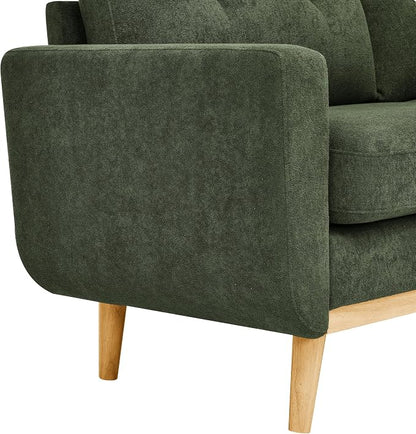 Ball & Cast 67.7" Loveseat Sofa,Mid Century Modern Love Seat Couches for Living Room,Button Tufted Upholstered Small Couch with Solid Wood Legs for Bedroom,Apartment,Office,Easy Assembly,Antique Green